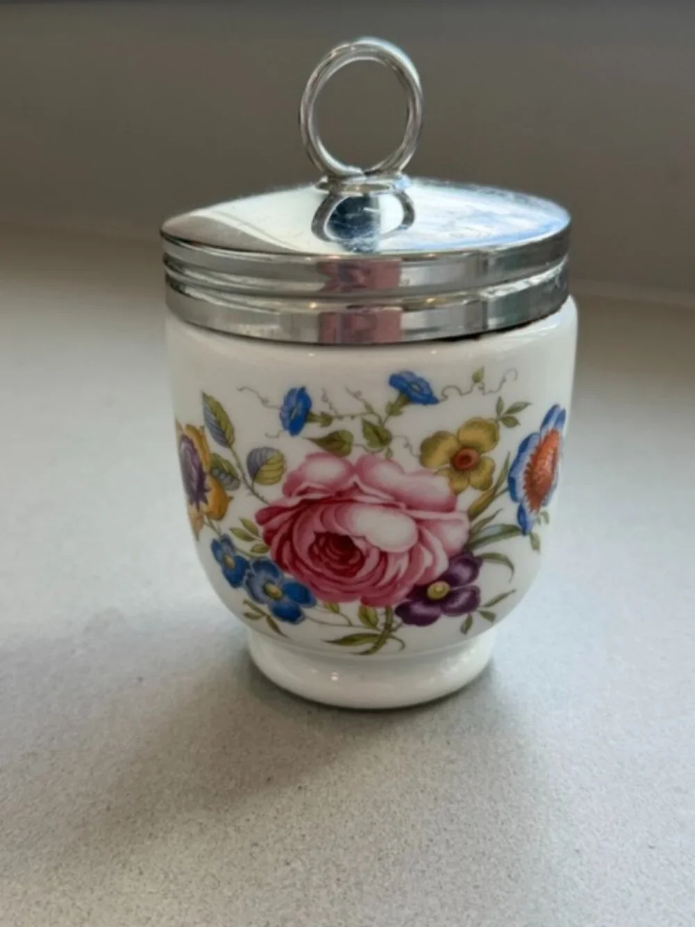 Vintage Royal Worcester Floral Fine Porcelain Egg Coddler – Made in England